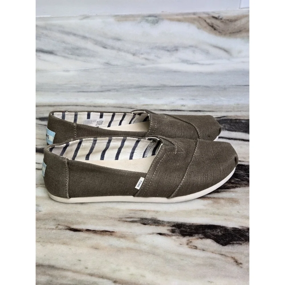 TOMS Alpargata Casual Shoes‎ Womens 7.5 Military Olive Heritage Canvas Slip On